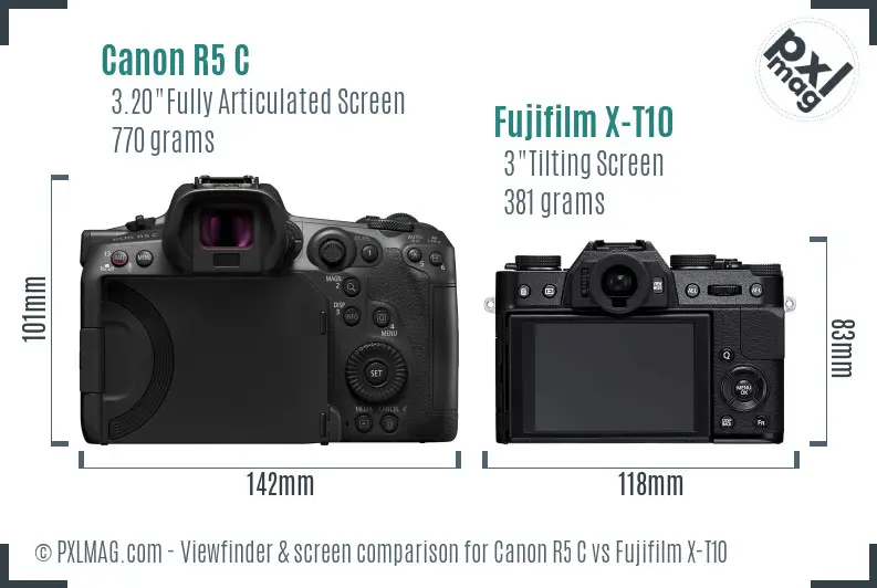 Canon R5 C vs Fujifilm X-T10 Screen and Viewfinder comparison