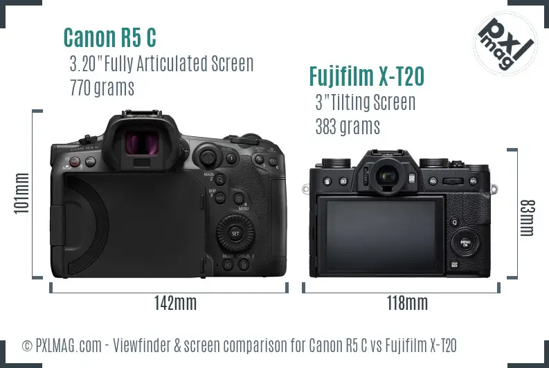 Canon R5 C vs Fujifilm X-T20 Screen and Viewfinder comparison Canon R5 C vs Fujifilm X-T20 Screen and Viewfinder comparison
