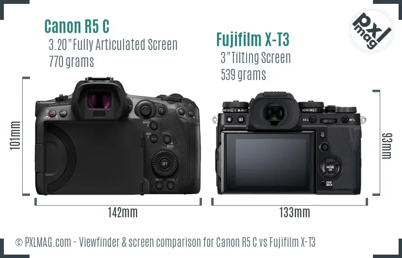 Canon R5 C vs Fujifilm X-T3 Screen and Viewfinder comparison