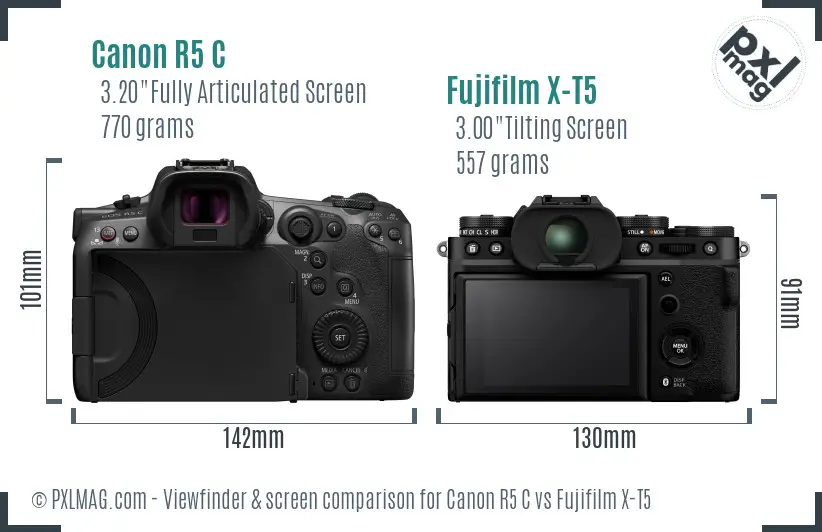 Canon R5 C vs Fujifilm X-T5 Screen and Viewfinder comparison Canon R5 C vs Fujifilm X-T5 Screen and Viewfinder comparison