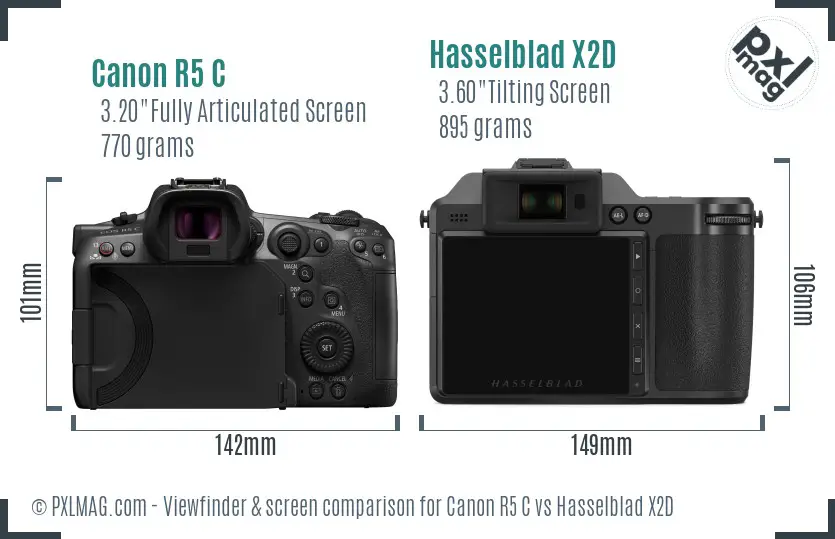 Canon R5 C vs Hasselblad X2D Screen and Viewfinder comparison