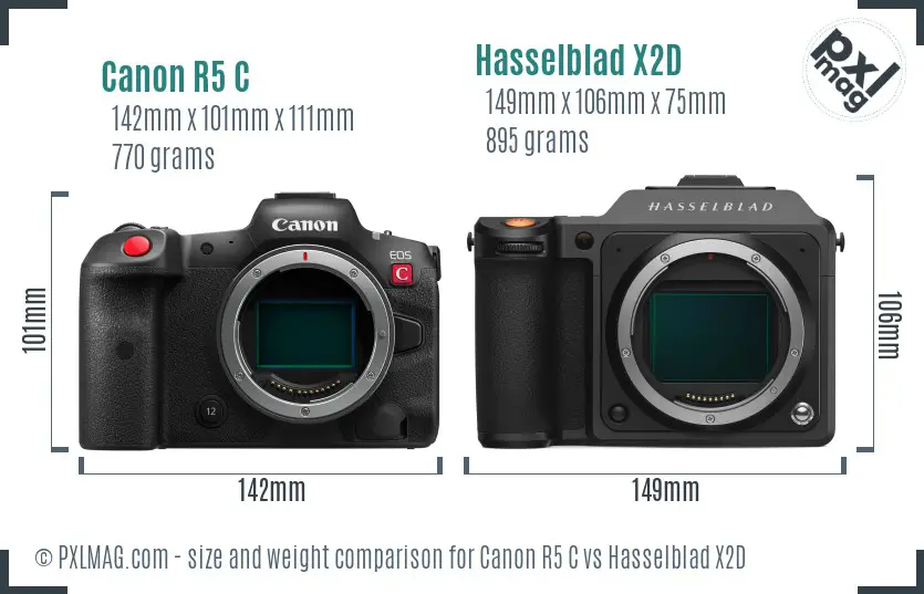 Canon R5 C vs Hasselblad X2D size comparison