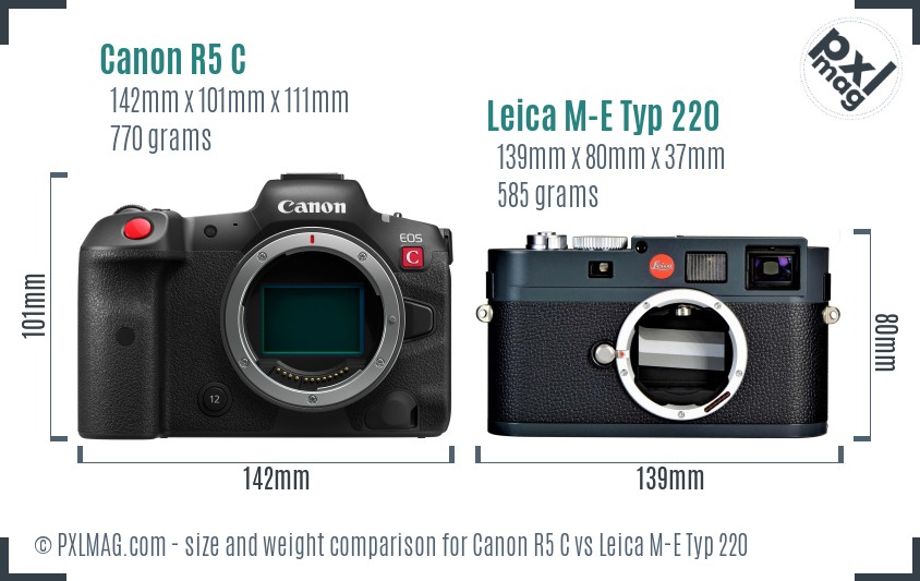Canon R5 C vs Leica M-E Typ 220 size comparison