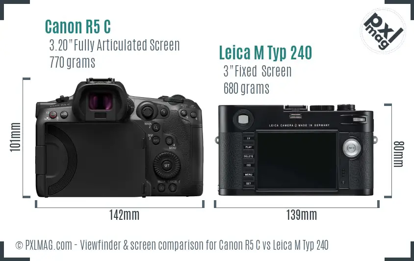 Canon R5 C vs Leica M Typ 240 Screen and Viewfinder comparison