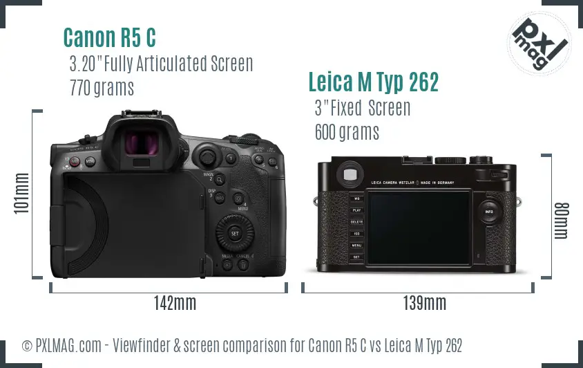 Canon R5 C vs Leica M Typ 262 Screen and Viewfinder comparison