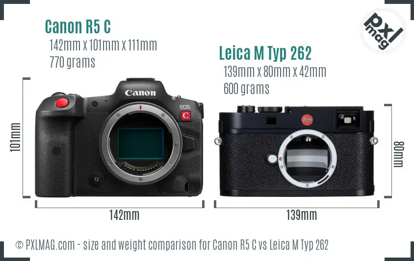 Canon R5 C vs Leica M Typ 262 size comparison