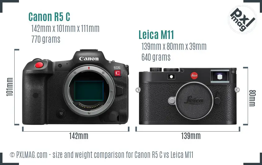 Canon R5 C vs Leica M11 size comparison