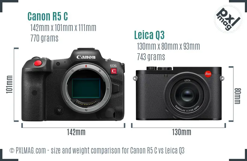 Canon R5 C vs Leica Q3 size comparison Canon R5 C vs Leica Q3 size comparison