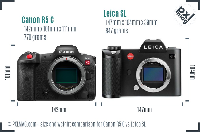 Canon R5 C vs Leica SL size comparison