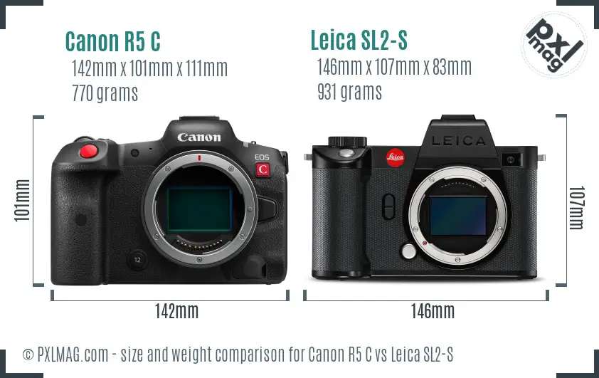 Canon R5 C vs Leica SL2-S size comparison