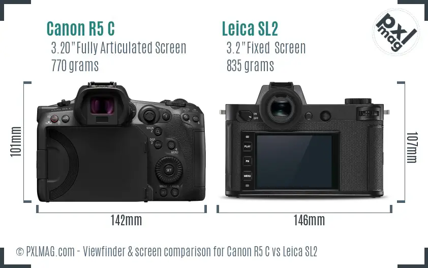 Canon R5 C vs Leica SL2 Screen and Viewfinder comparison