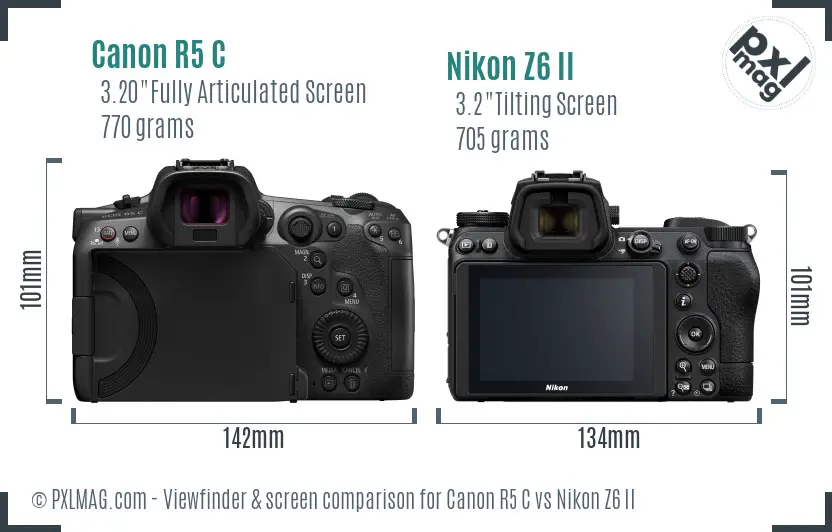 Canon R5 C vs Nikon Z6 II Screen and Viewfinder comparison