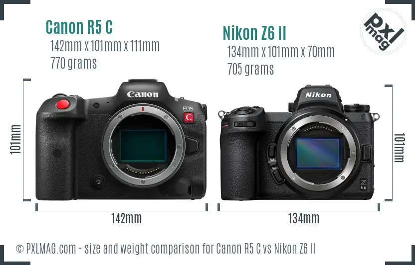 Canon R5 C vs Nikon Z6 II size comparison