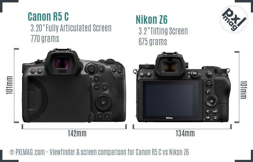 Canon R5 C vs Nikon Z6 Screen and Viewfinder comparison