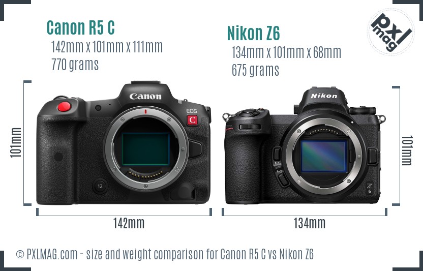 Canon R5 C vs Nikon Z6 size comparison