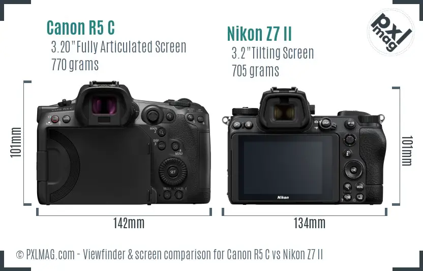 Canon R5 C vs Nikon Z7 II Screen and Viewfinder comparison