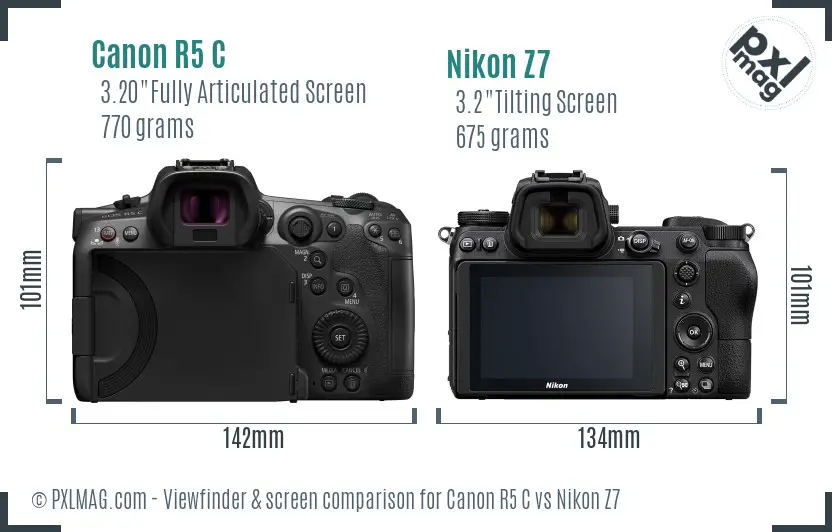 Canon R5 C vs Nikon Z7 Screen and Viewfinder comparison