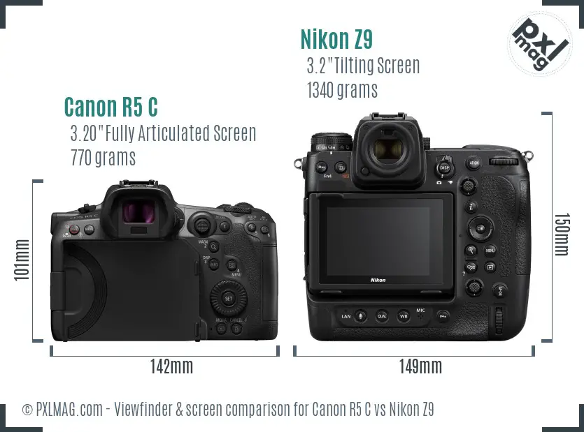 Canon R5 C vs Nikon Z9 Screen and Viewfinder comparison