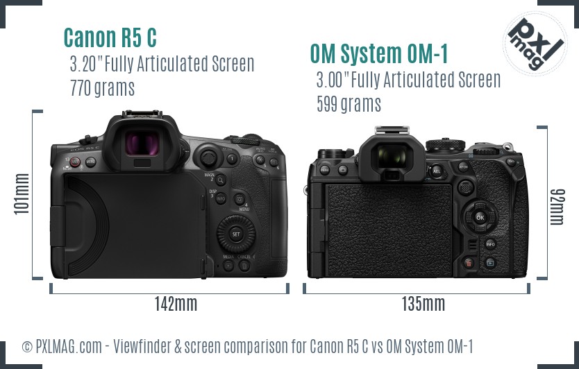 Canon R5 C vs OM System OM-1 Screen and Viewfinder comparison