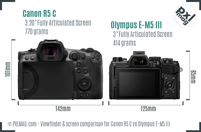 Canon R5 C vs Olympus E-M5 III Screen and Viewfinder comparison