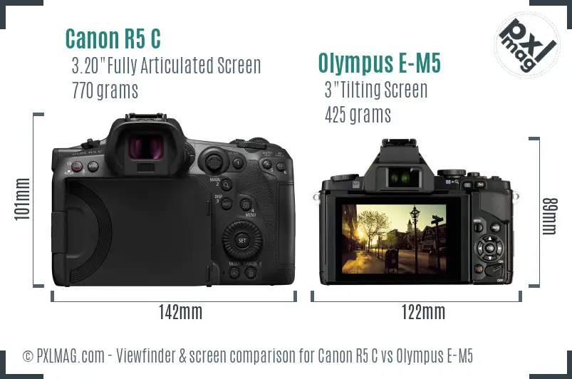Canon R5 C vs Olympus E-M5 Screen and Viewfinder comparison Canon R5 C vs Olympus E-M5 Screen and Viewfinder comparison