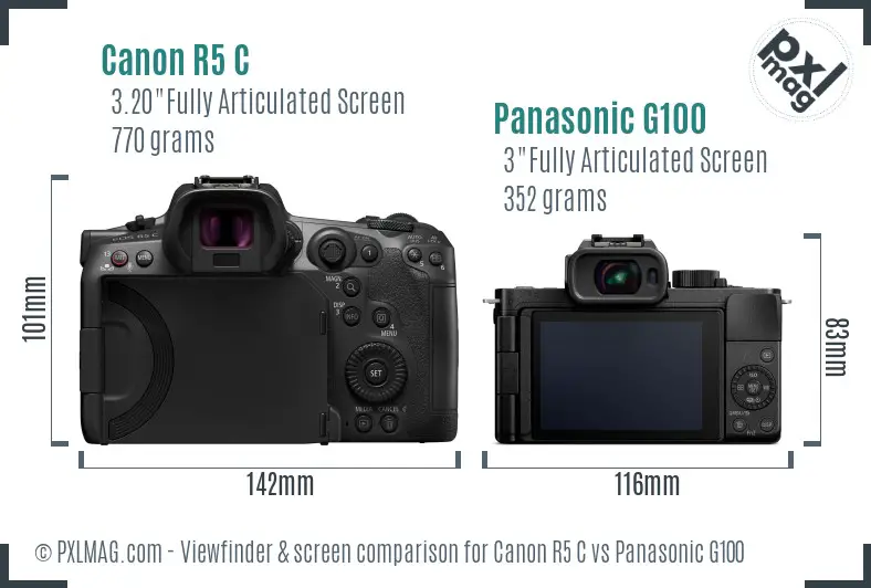 Canon R5 C vs Panasonic G100 Screen and Viewfinder comparison