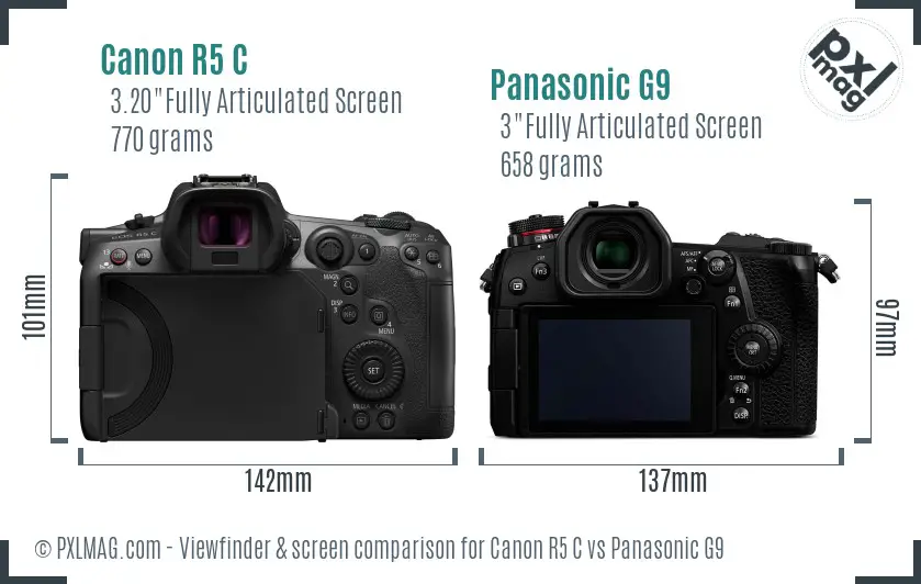 Canon R5 C vs Panasonic G9 Screen and Viewfinder comparison