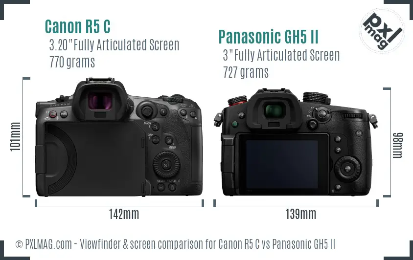 Canon R5 C vs Panasonic GH5 II Screen and Viewfinder comparison