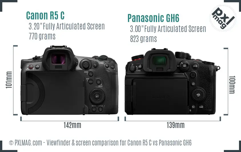 Canon R5 C vs Panasonic GH6 Screen and Viewfinder comparison