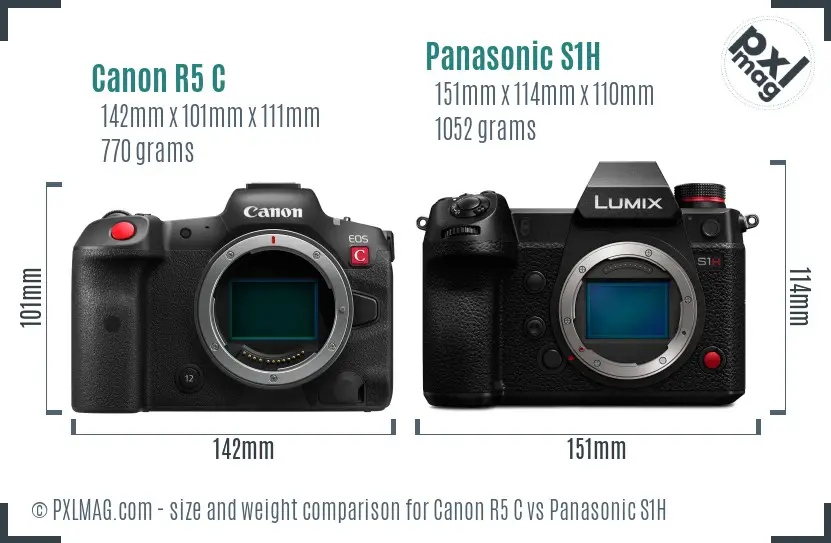 Canon R5 C vs Panasonic S1H size comparison