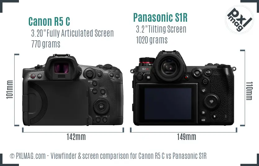 Canon R5 C vs Panasonic S1R Screen and Viewfinder comparison