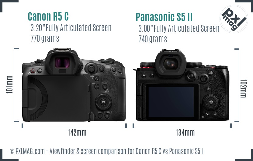 Canon R5 C vs Panasonic S5 II Screen and Viewfinder comparison