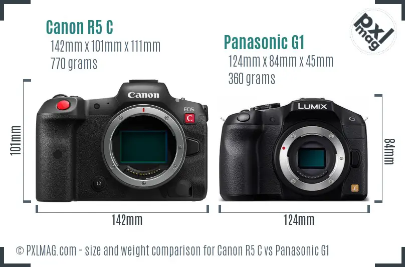 Canon R5 C vs Panasonic G1 size comparison
