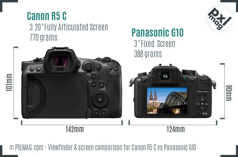 Canon R5 C vs Panasonic G10 Screen and Viewfinder comparison