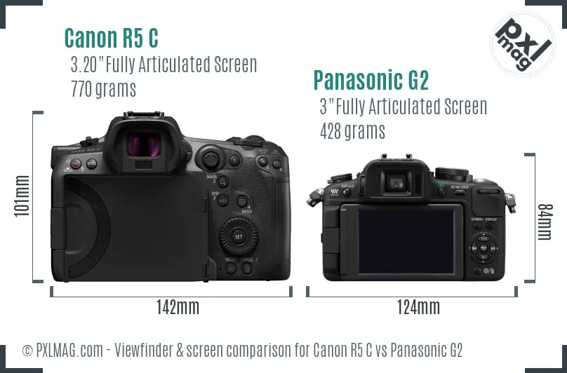 Canon R5 C vs Panasonic G2 Screen and Viewfinder comparison