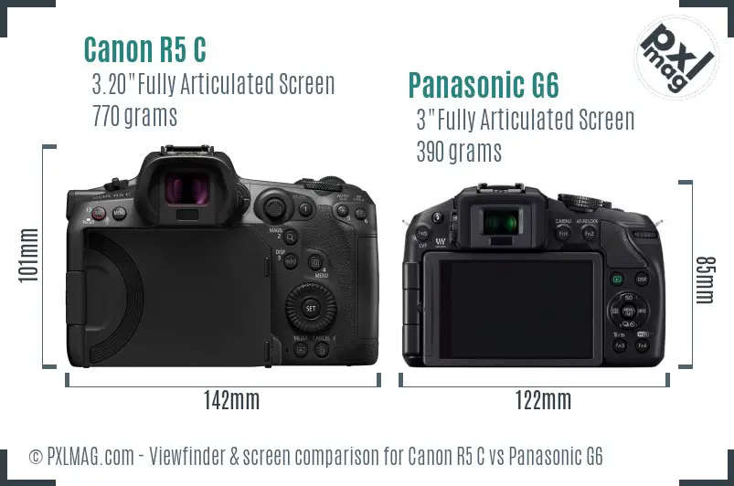 Canon R5 C vs Panasonic G6 Screen and Viewfinder comparison