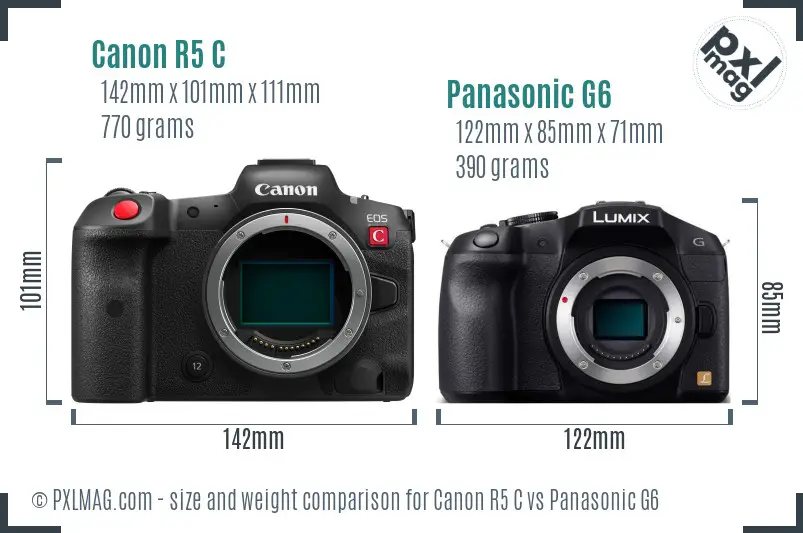 Canon R5 C vs Panasonic G6 size comparison Canon R5 C vs Panasonic G6 size comparison