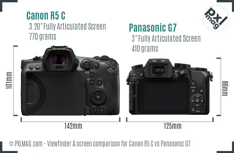Canon R5 C vs Panasonic G7 Screen and Viewfinder comparison