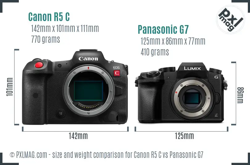 Canon R5 C vs Panasonic G7 size comparison