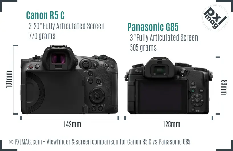 Canon R5 C vs Panasonic G85 Screen and Viewfinder comparison