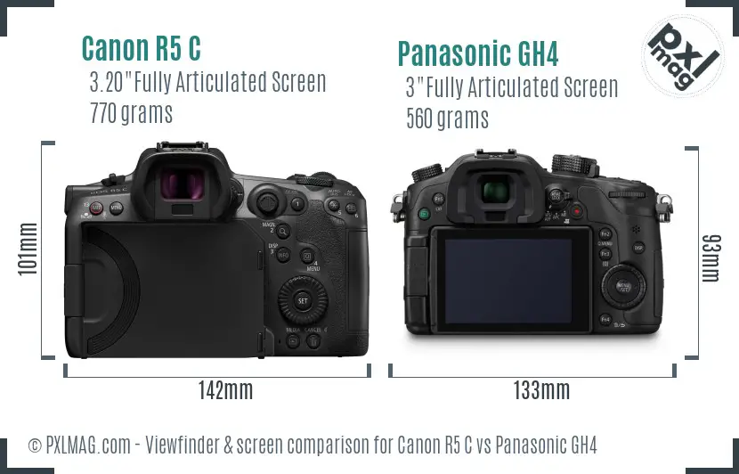 Canon R5 C vs Panasonic GH4 Screen and Viewfinder comparison