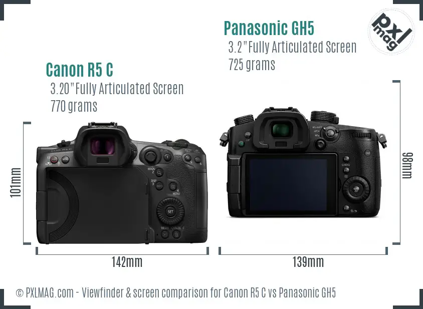 Canon R5 C vs Panasonic GH5 Screen and Viewfinder comparison