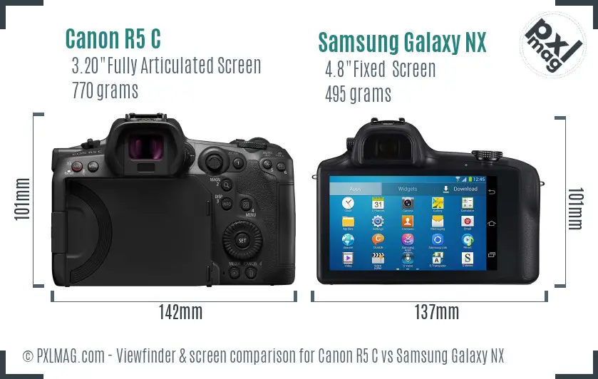 Canon R5 C vs Samsung Galaxy NX Screen and Viewfinder comparison