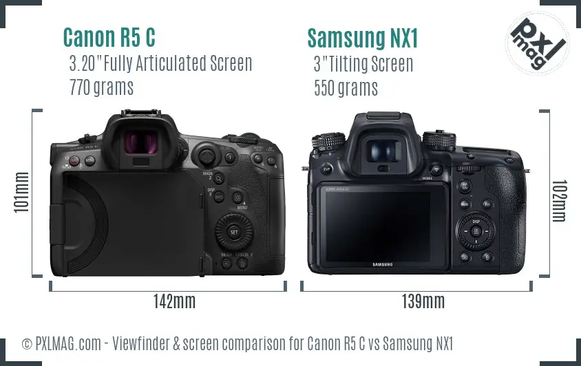 Canon R5 C vs Samsung NX1 Screen and Viewfinder comparison