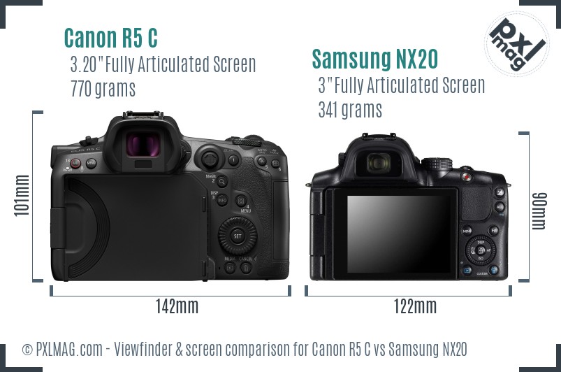 Canon R5 C vs Samsung NX20 Screen and Viewfinder comparison