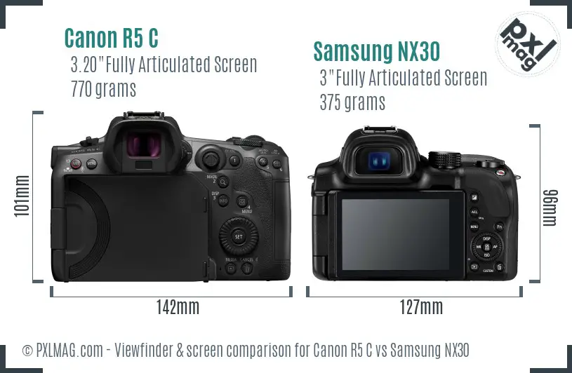 Canon R5 C vs Samsung NX30 Screen and Viewfinder comparison