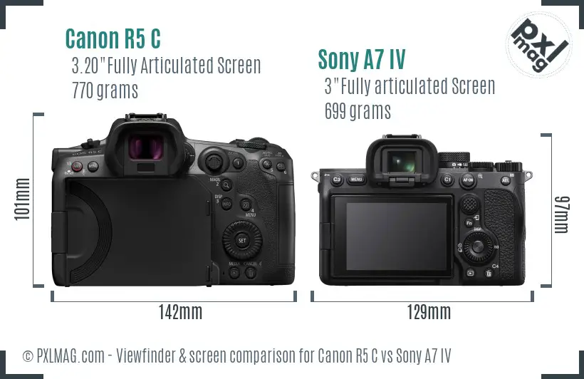 Canon R5 C vs Sony A7 IV Screen and Viewfinder comparison