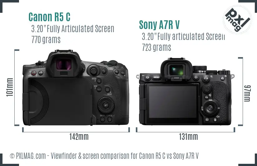 Canon R5 C vs Sony A7R V Screen and Viewfinder comparison