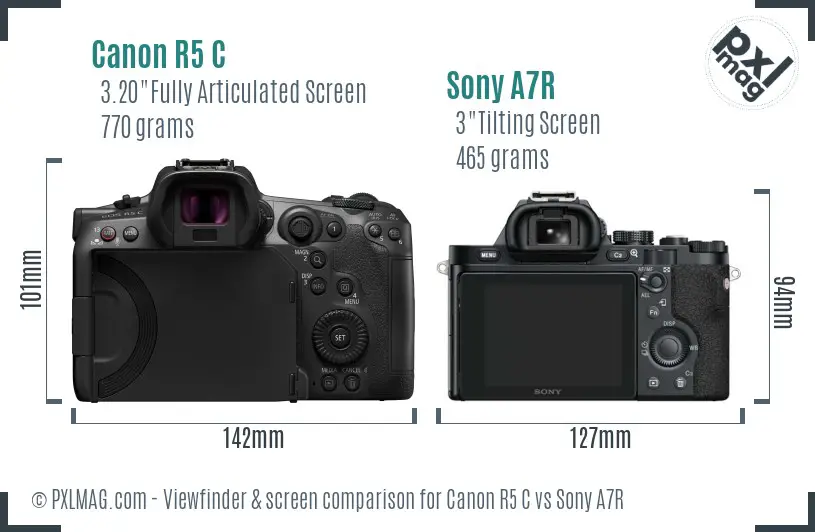 Canon R5 C vs Sony A7R Screen and Viewfinder comparison