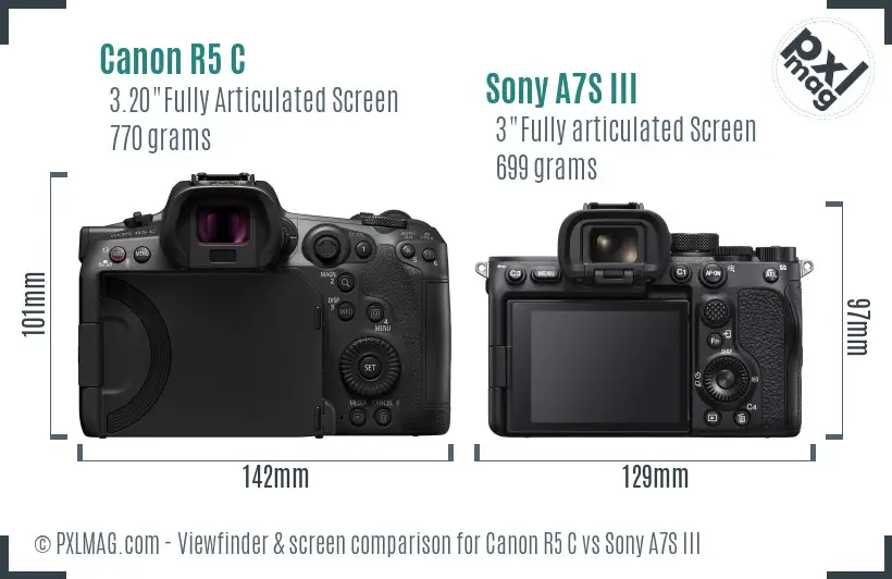 Canon R5 C vs Sony A7S III Screen and Viewfinder comparison